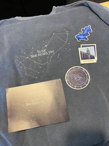 Customer photo review of *IMPERFECT* Blue Means You Crewnecks