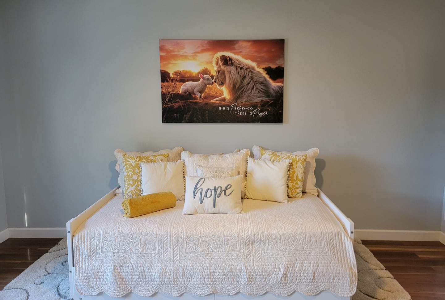 Customer photo review of In His Presence There is Peace, Lion and Lamb, Wall Art Canvas