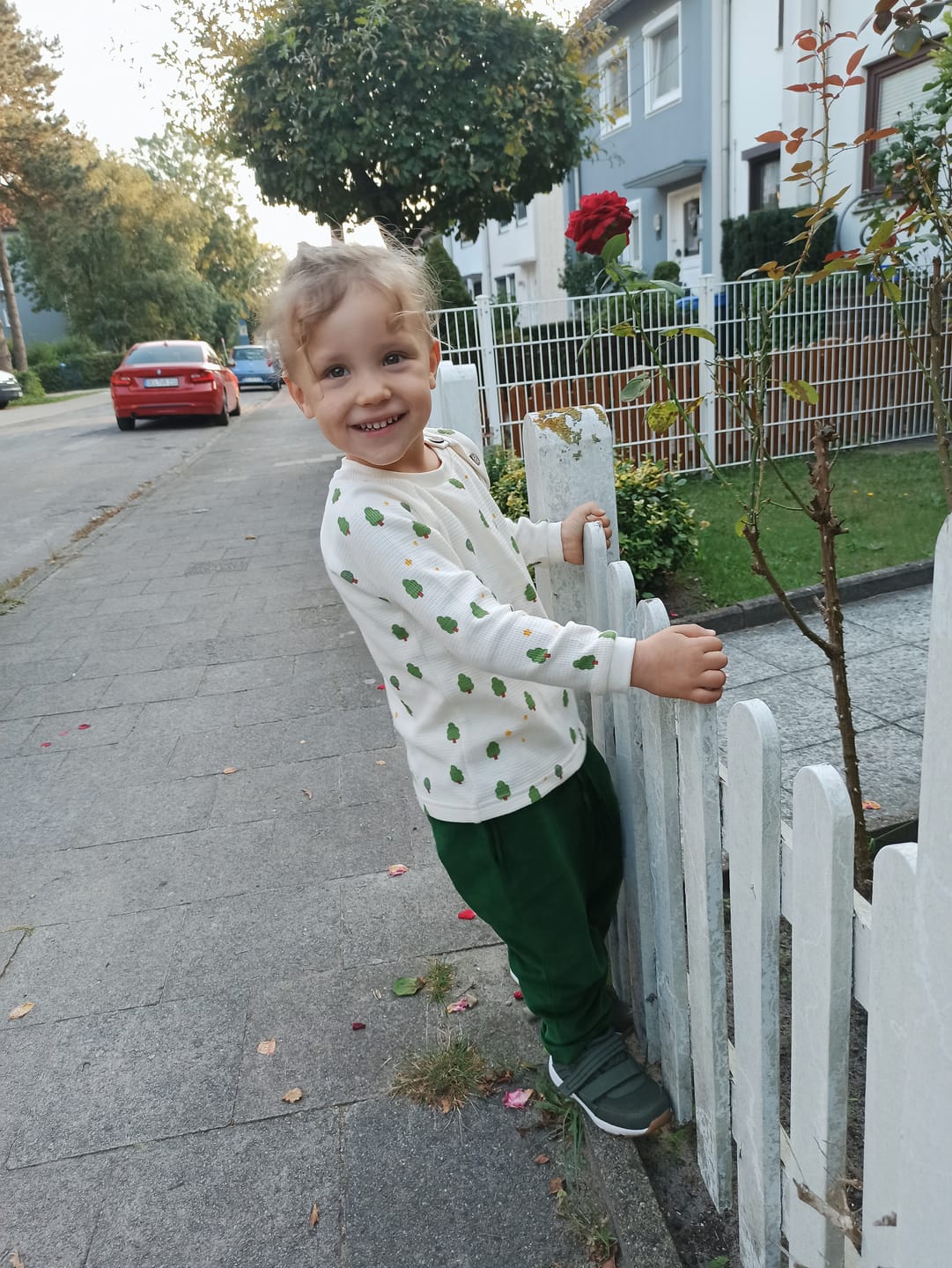 Customer photo review of Cream Winter Trees Waffle Long Sleeve Button Top