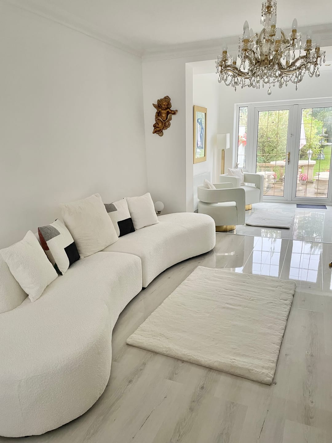 Customer photo review of Miami Curved Cinema Boucle Sofa