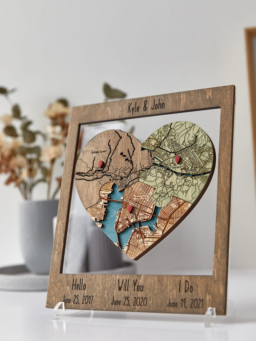 Customer photo review of Three Locations Puzzle Map Anniversary Gift - Gunstock