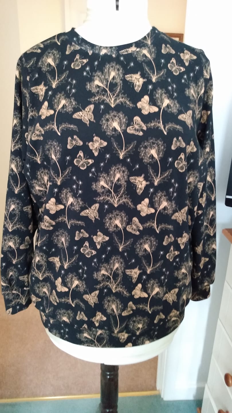Customer photo review of Gold Butterfly Floral French Terry Fabric