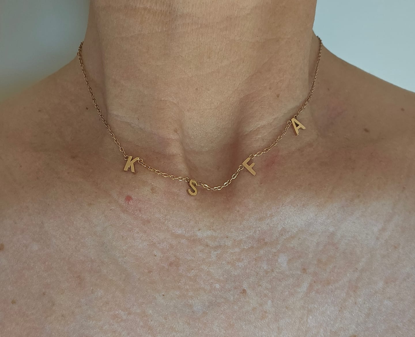 Customer photo review of The Original A-Z Initial Letter Necklace Gold
