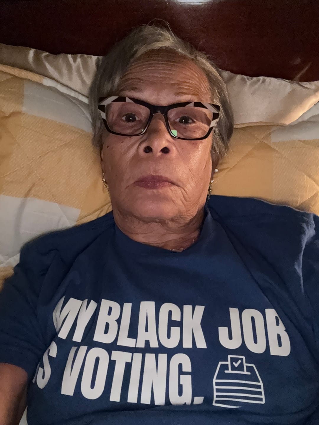 Customer photo review of My Black Job is Voting Unisex Tee (D9 Edition)