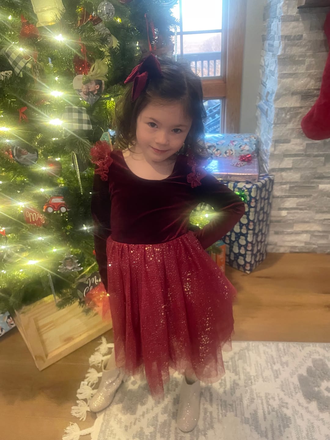 Customer photo review of Velour Ballerina Dress - Red Velvet