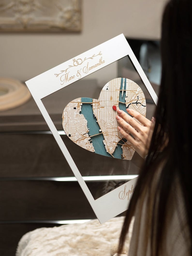 Customer photo review of 3D Wooden Location Map - Housewarming Gift - Home Sweet Home