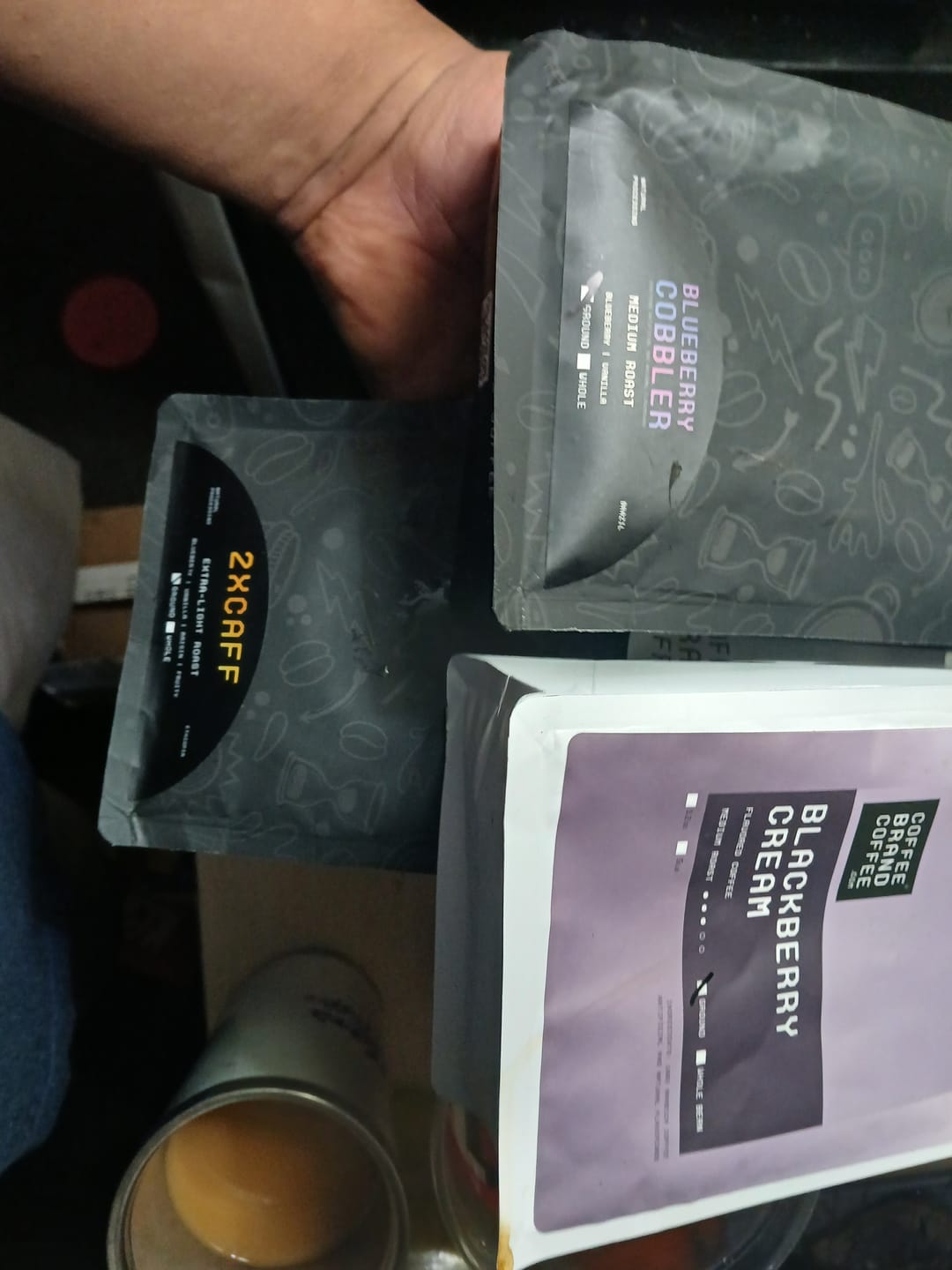 Customer photo review of Blueberry Cobbler Flavored Coffee
