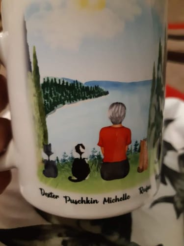 Customer photo review of Woman & Cats Mug - Life is better with a Cat -Personalised Mug