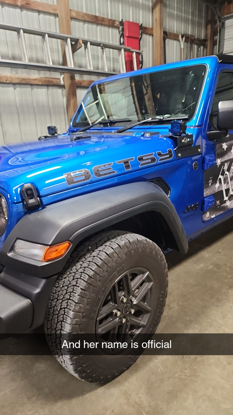 Customer photo review of Premium Black Flag Hood Lettering | Set of 2