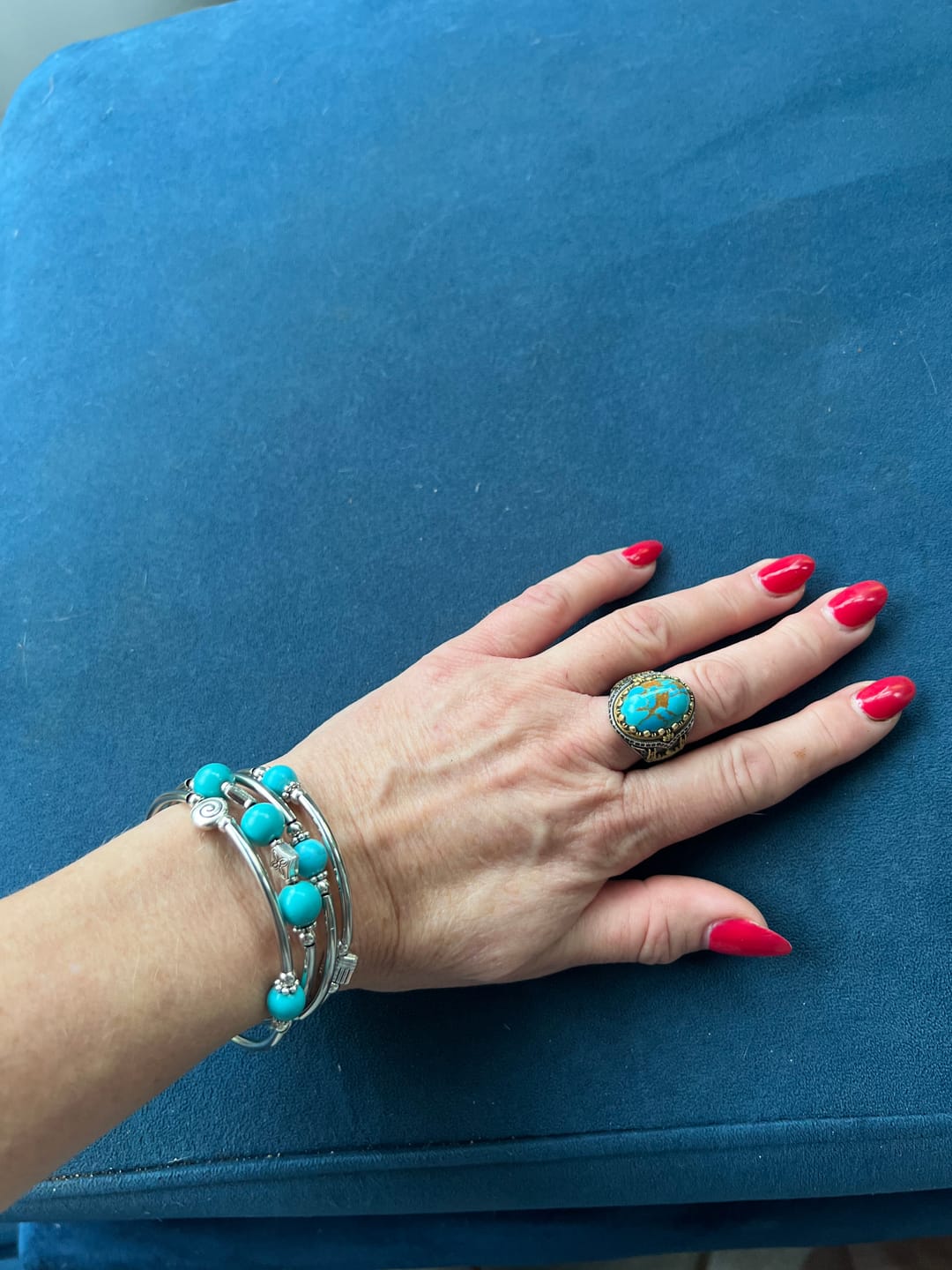 Customer photo review of Buddha Stones Tibetan Turquoise Balance Bracelet