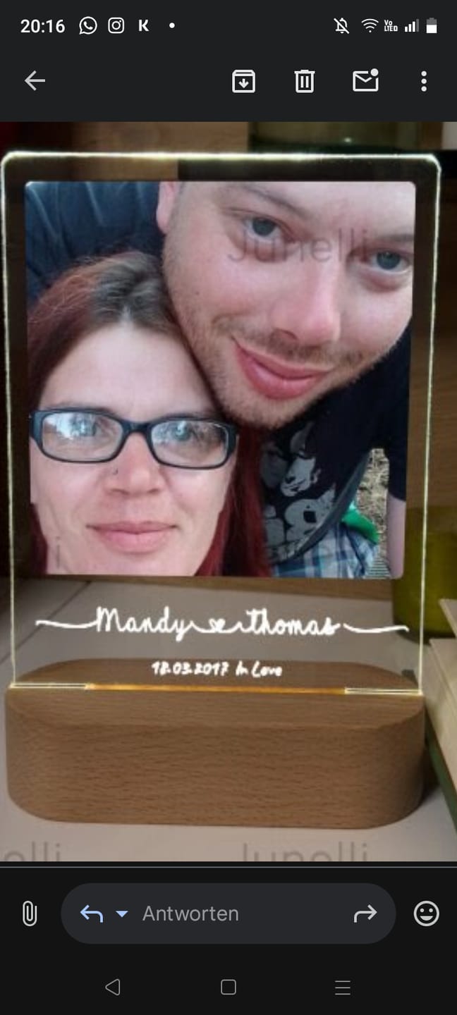 Customer photo review of Euer Liebeslicht mit Foto (eckig)