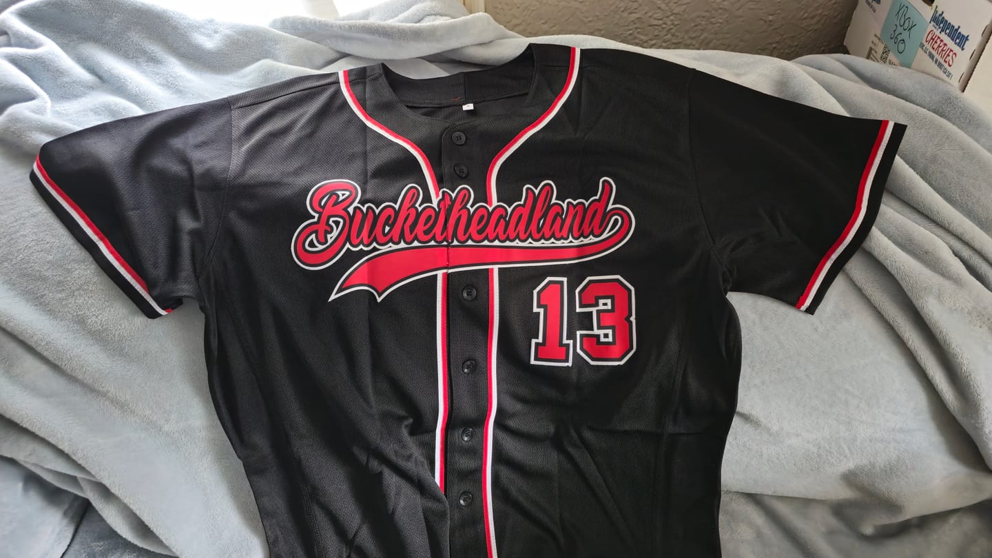 Customer photo review of Custom Black Red-White Classic Style Authentic Baseball Jersey