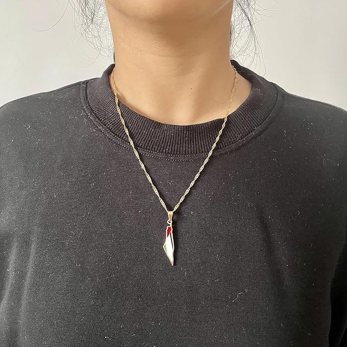 Customer photo review of Palestine Pride Map Necklace