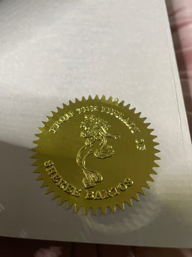 Customer photo review of 50 Golden Seal Sticker