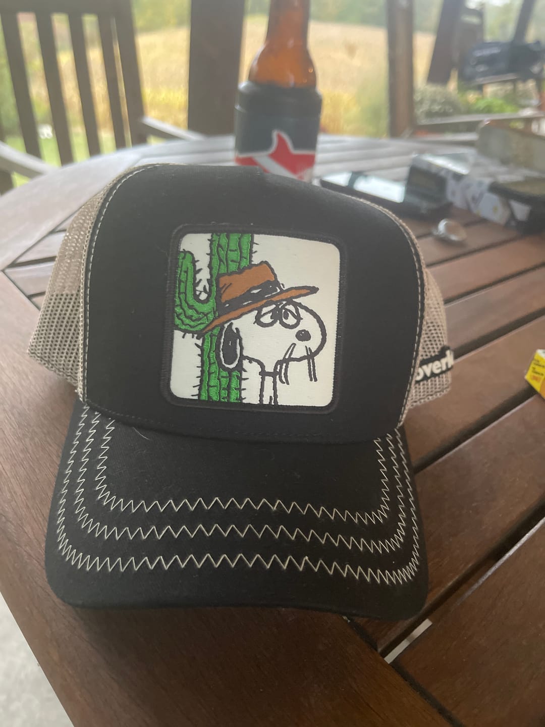 Customer photo review of OVERLORD X Peanuts: Spike Trucker Cap