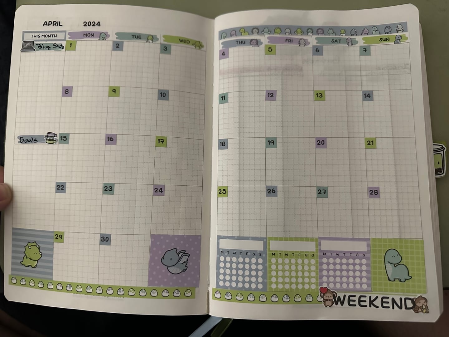 Customer photo review of Happy Dinos Theme Hobonichi Cousin Monthly Kit (Set of 2)