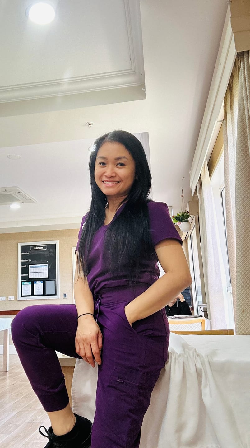 Customer photo review of LUCY Jogger Scrub Pants (Original SLTECH™ fabric) - Aubergine