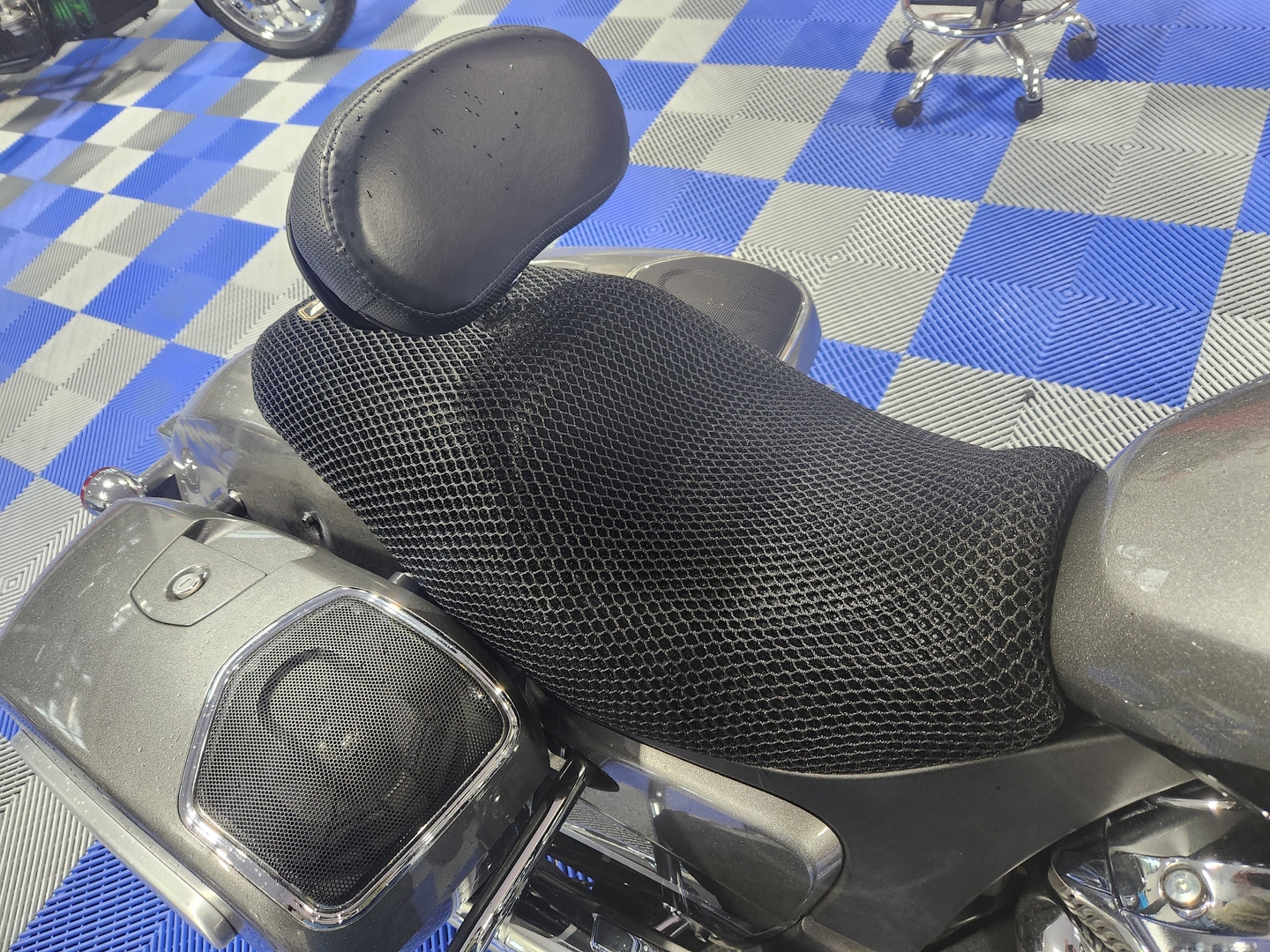 Wind Rider mesh seat cover on a Indian Challenger