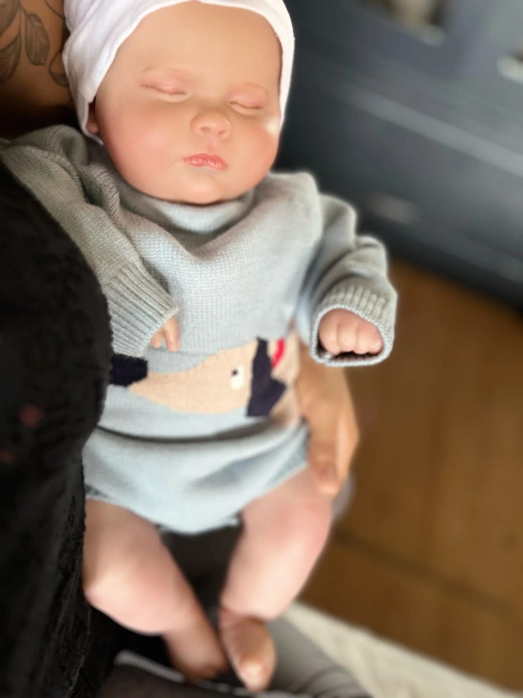 Customer photo review of Newborn Dog Design Knitted Bodysuit