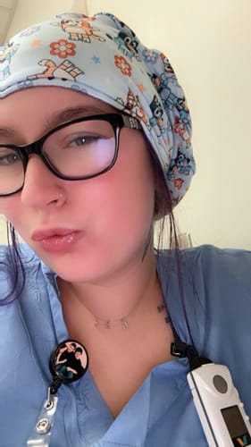 Customer photo review of Scrub Hat - Blue Dog