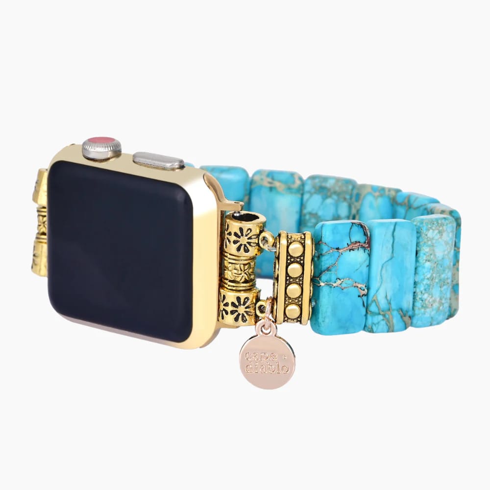 Customer photo review of Turquoise Tibetan Jasper Stretch Apple Watch Strap