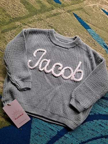 Customer photo review of Hand Knitted Personalized Sweater