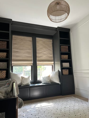 Customer photo review of Keego No Drill Natural Fabric Roman Shades Cordless