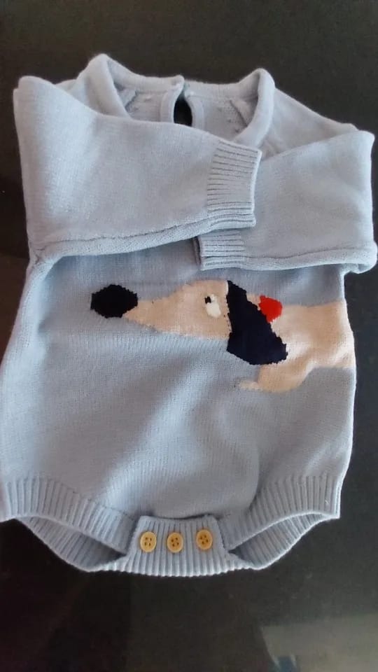 Customer photo review of Newborn Dog Design Knitted Bodysuit