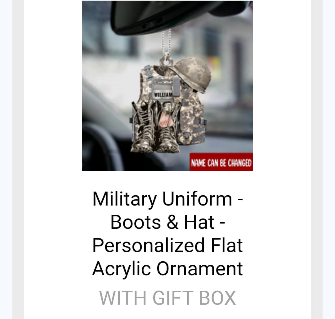 Customer photo review of Military Uniform - Boots & Hat - Personalized Flat Acrylic Ornament