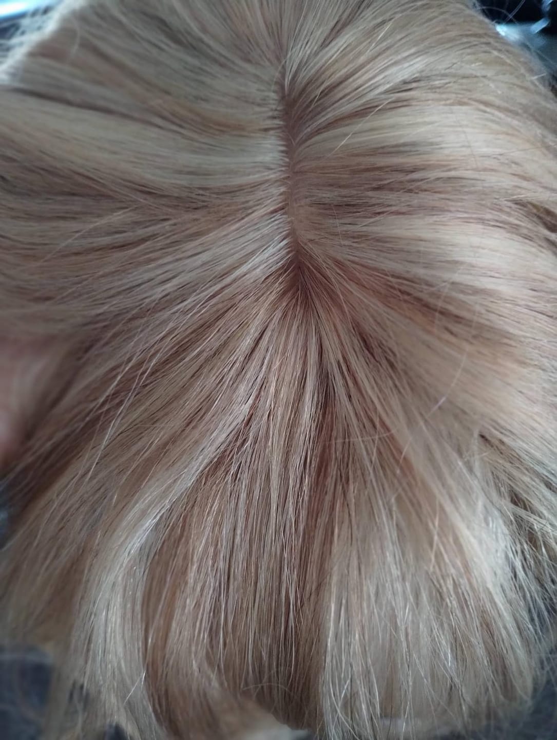 Customer photo review of Clip On Hair Topper Virgin Hair Medium Base Topper Human Hair #18/613