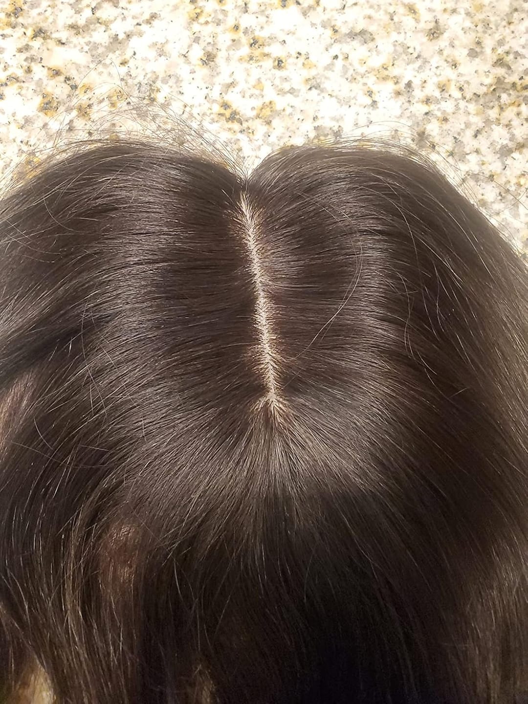 Customer photo review of Full Coverage Dark Brown Human Hair Topper for Women Fine Hair #2