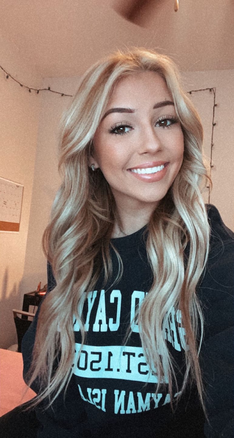 Customer photo review of Clip on Hair Topper Human Hair Highlight Blonde with Pink Gold #18/613
