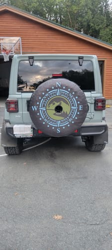 Customer photo review of Mountain Road with Compass Spare Tire Cover Design for Jeeps, Broncos, Campers, & More