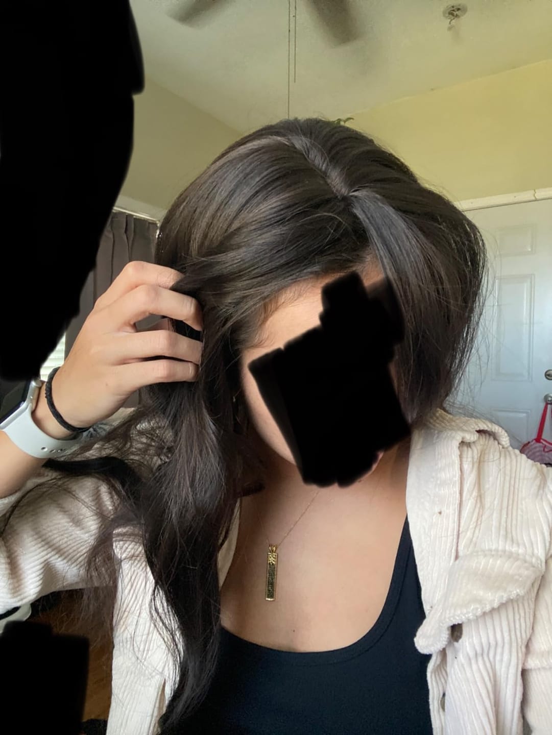 Customer photo review of Natural Black Human Hair Topper for Women with Thinning Hair #1B