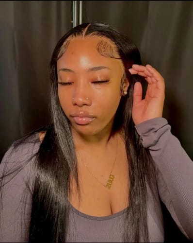 Customer photo review of (Super Deal)30inch Wear Go Glueless Wig Bone Straight Hair Body Wave Wig