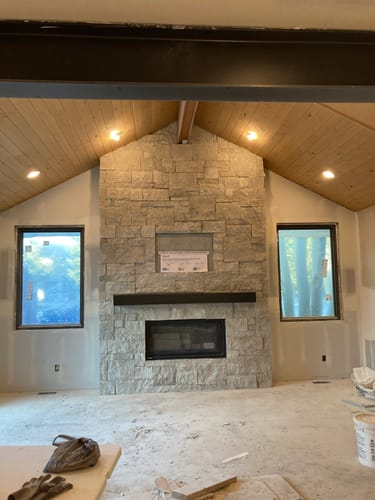 Customer photo review of Custom Metal Floating Mantel Shelf: Non-Combustible, 25+ Finishes, Any Size