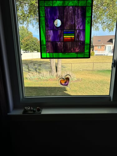 Customer photo review of Dichroic Heart Suncatcher with Infused Cremains