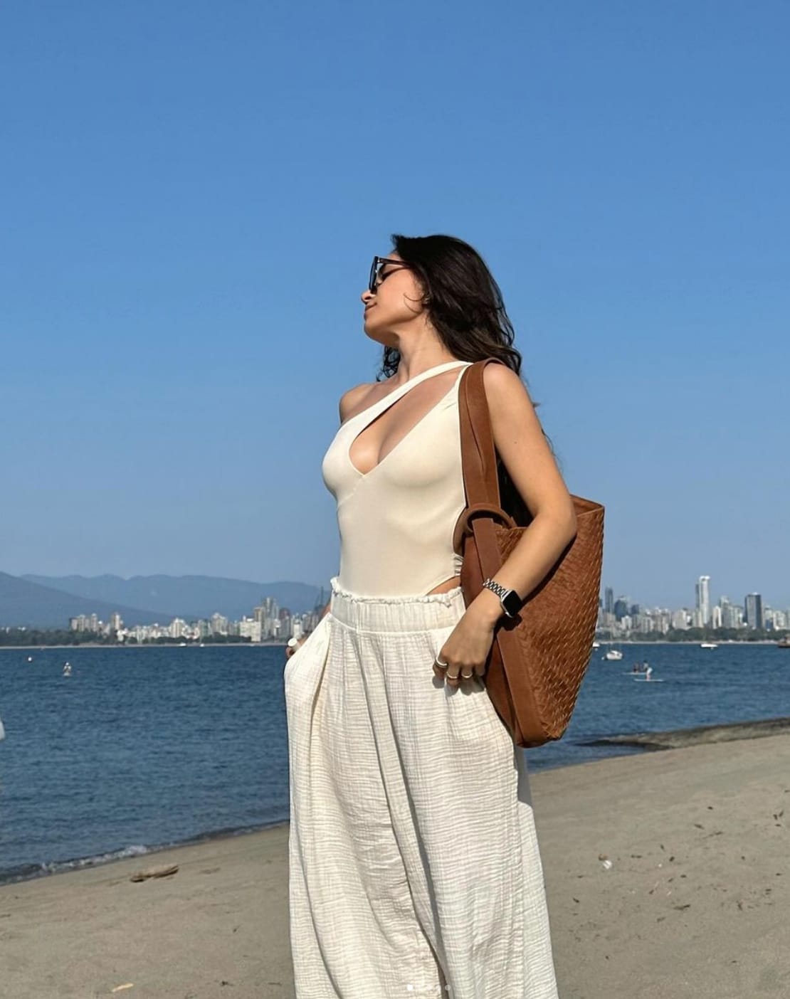 Customer photo review of Woven Evra Tote - Saddle (Light)