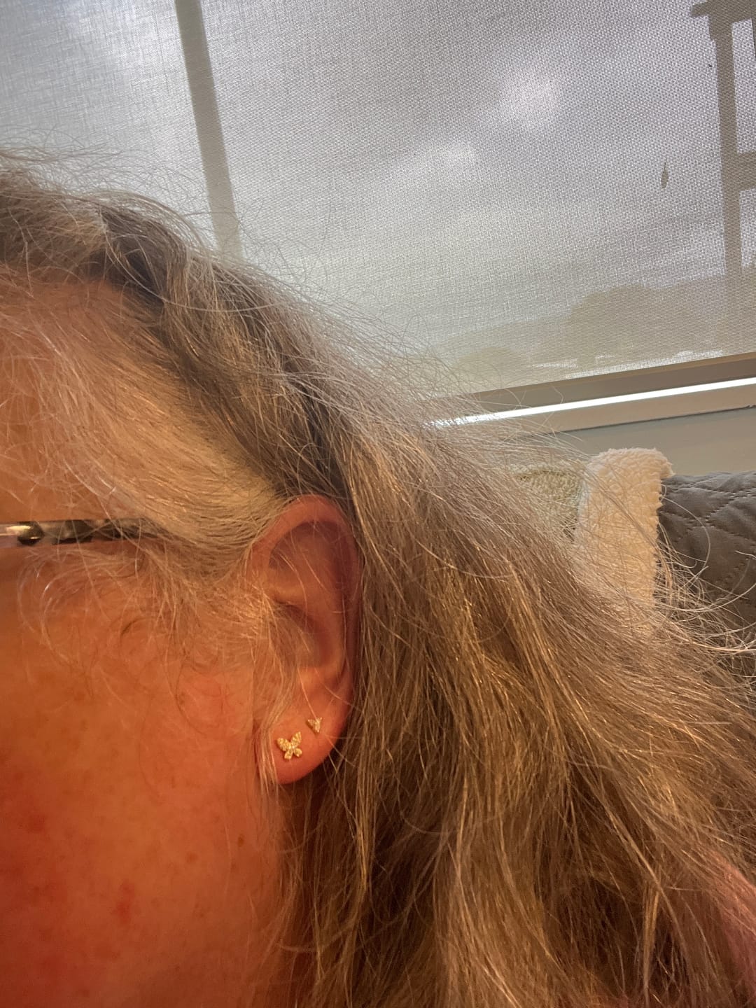 Customer photo review of Butterfly Sapphire Drop Huggie Earrings