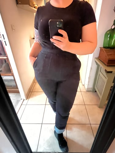 Customer photo review of Cigarette Pants in Denim - Vixen by Micheline Pitt