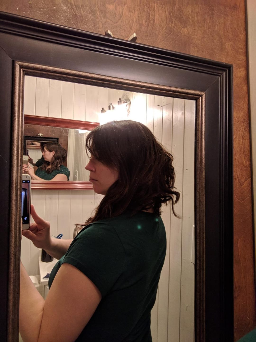 Customer photo review of Dark Brown Virgin Hair Medium Base Mono Topper Human Hair #2