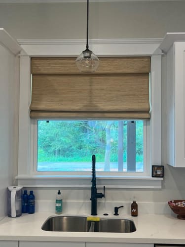 Customer photo review of Keego No Drill Natural Fabric Roman Shades Cordless