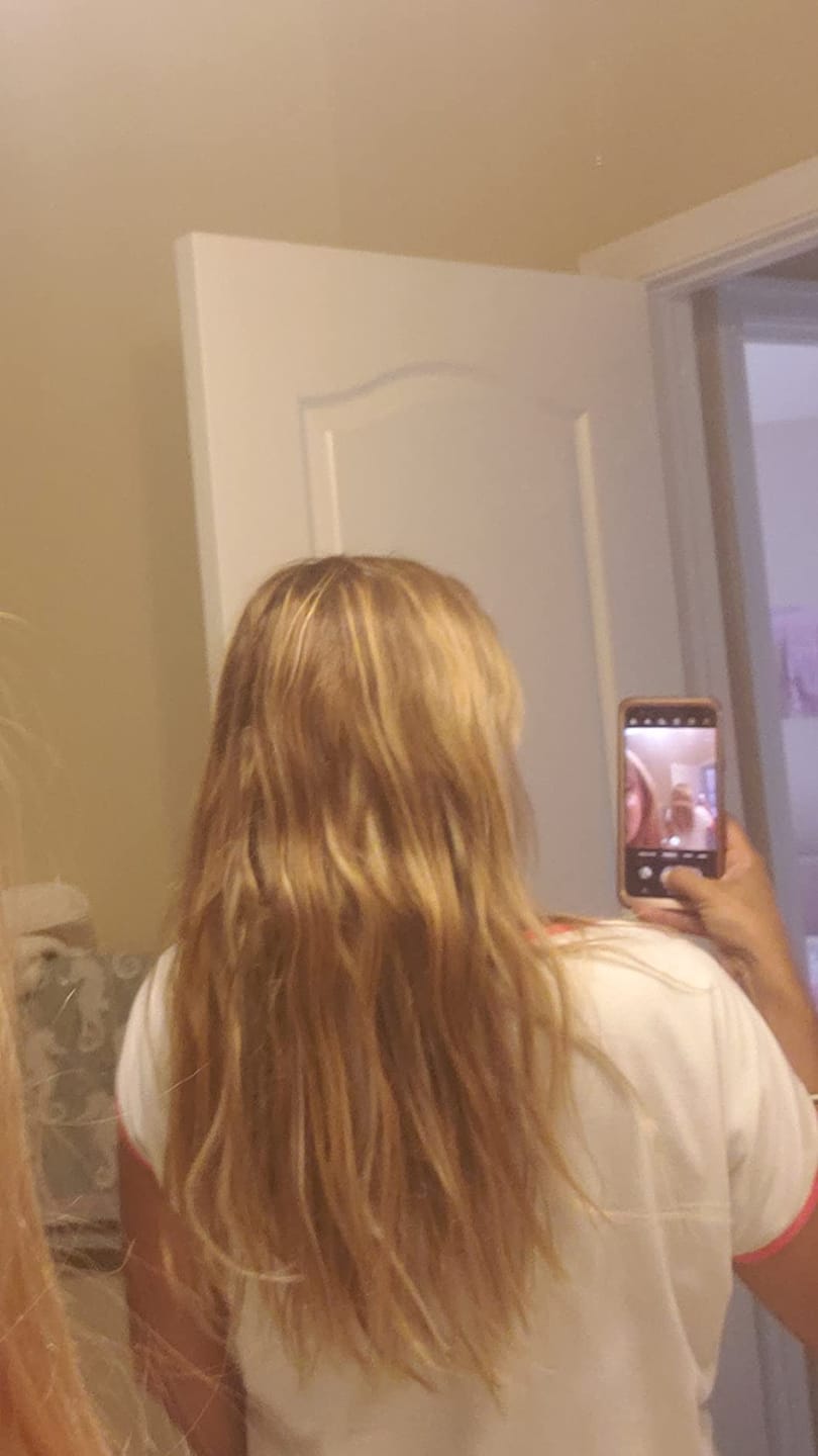 Customer photo review of Chunky Highlights Clip In Hair Toppers for Volume and Length #P8/60