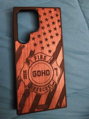 Customer photo review of Fire Department Design Wood Case For Galaxy S23 Ultra