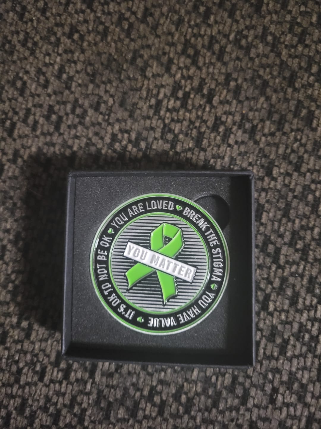 Customer photo review of Mental Health Awareness - Challenge Coin