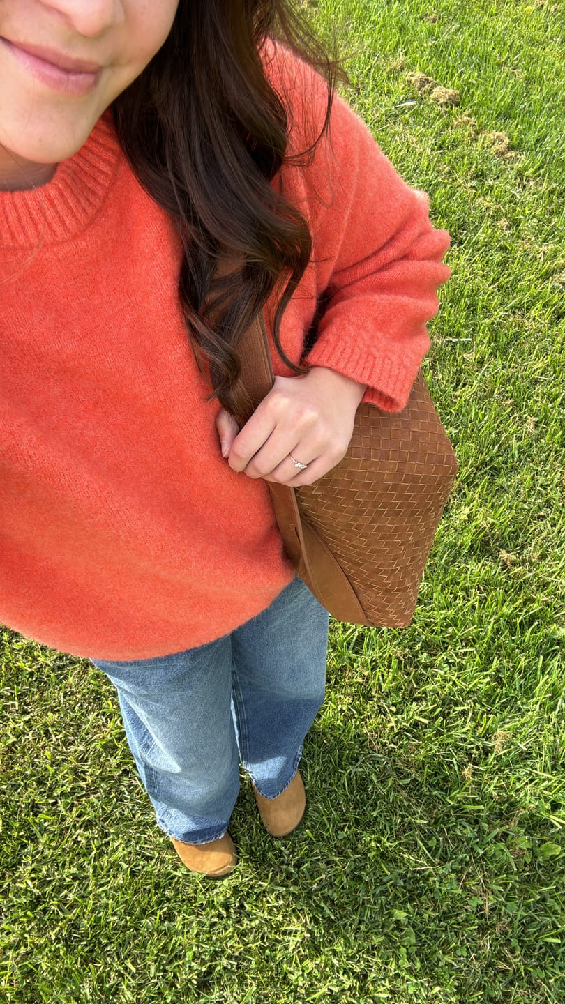 Customer photo review of Woven Evra Tote - Saddle (Light)