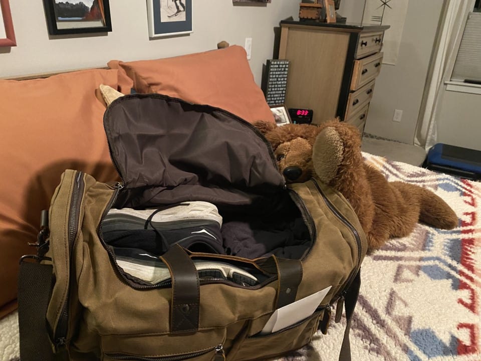 Customer photo review of The Weekender - Waxed Canvas Leather Duffel