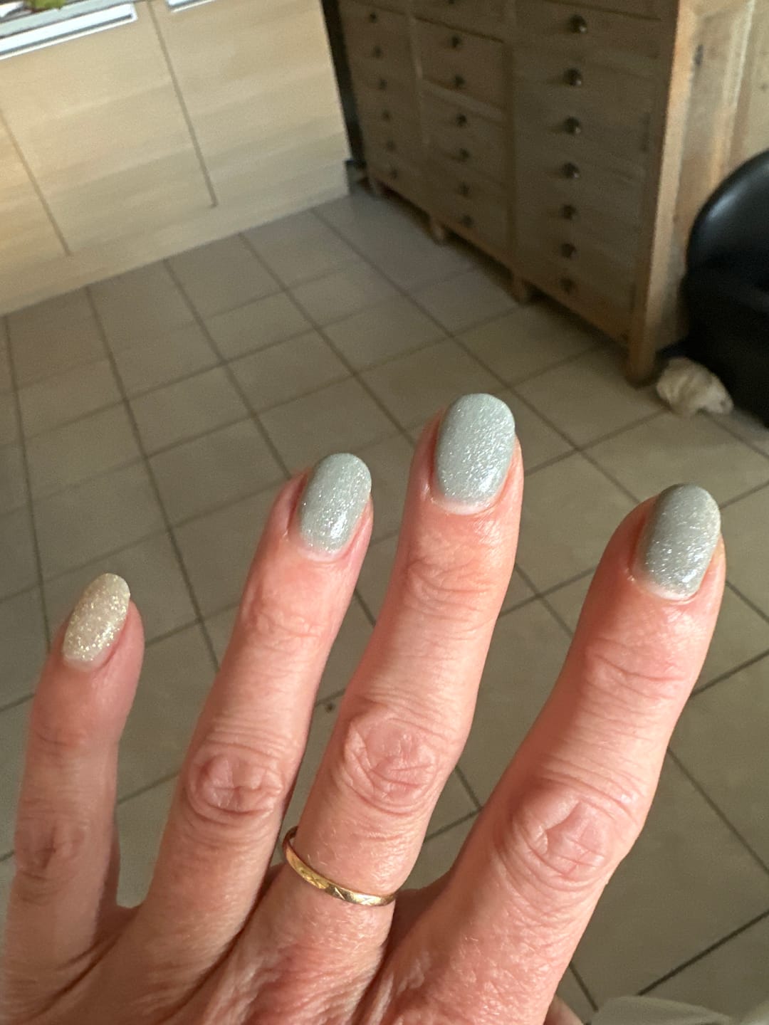 Customer photo review of Glow Of The Sky Dipping Powder