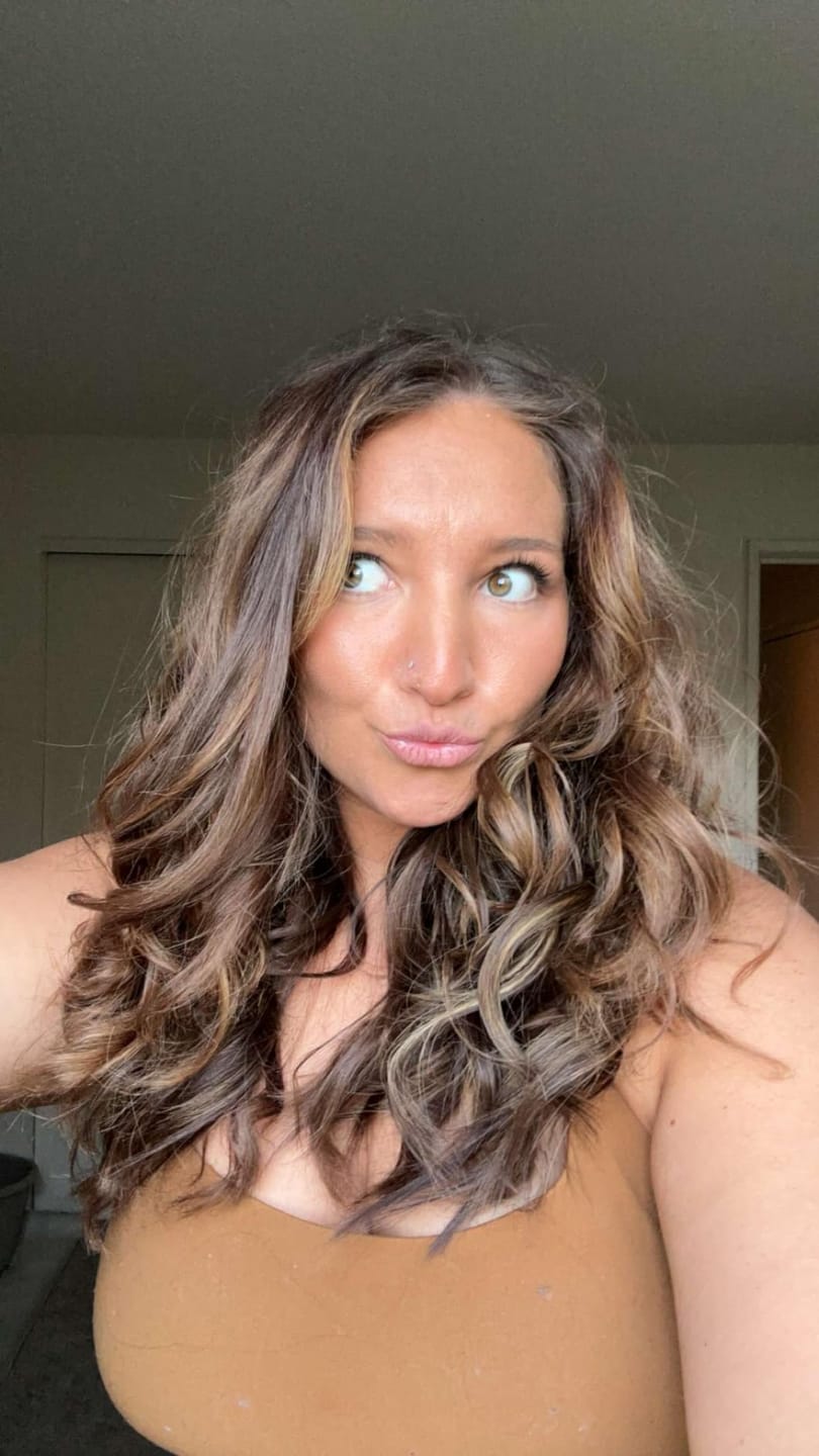 Customer photo review of Mono Hair Topper Virgin Human Hair Brown Balayage #2/8/2