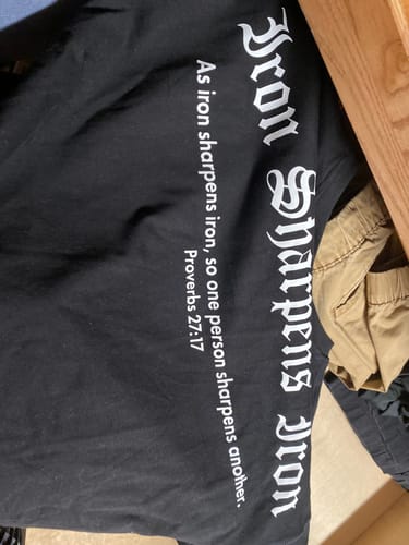 Customer photo review of Iron Sharpens Iron Oversized Tee